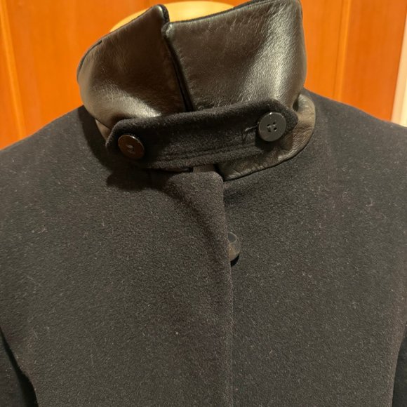 Cole Haan Black cashmere & wool blend Coat Classic Tailored Style - Picture 14 of 15
